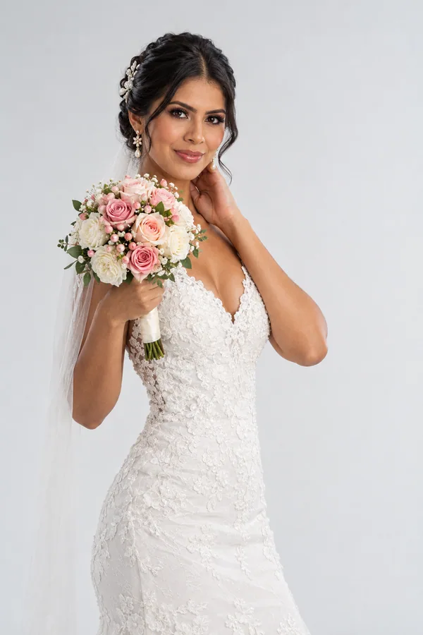 Novia sosteniendo ramo