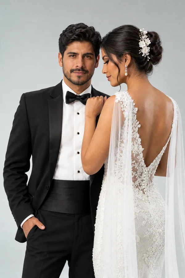 Novia mira espalda novio