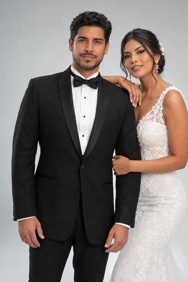 Pareja formal abrazada